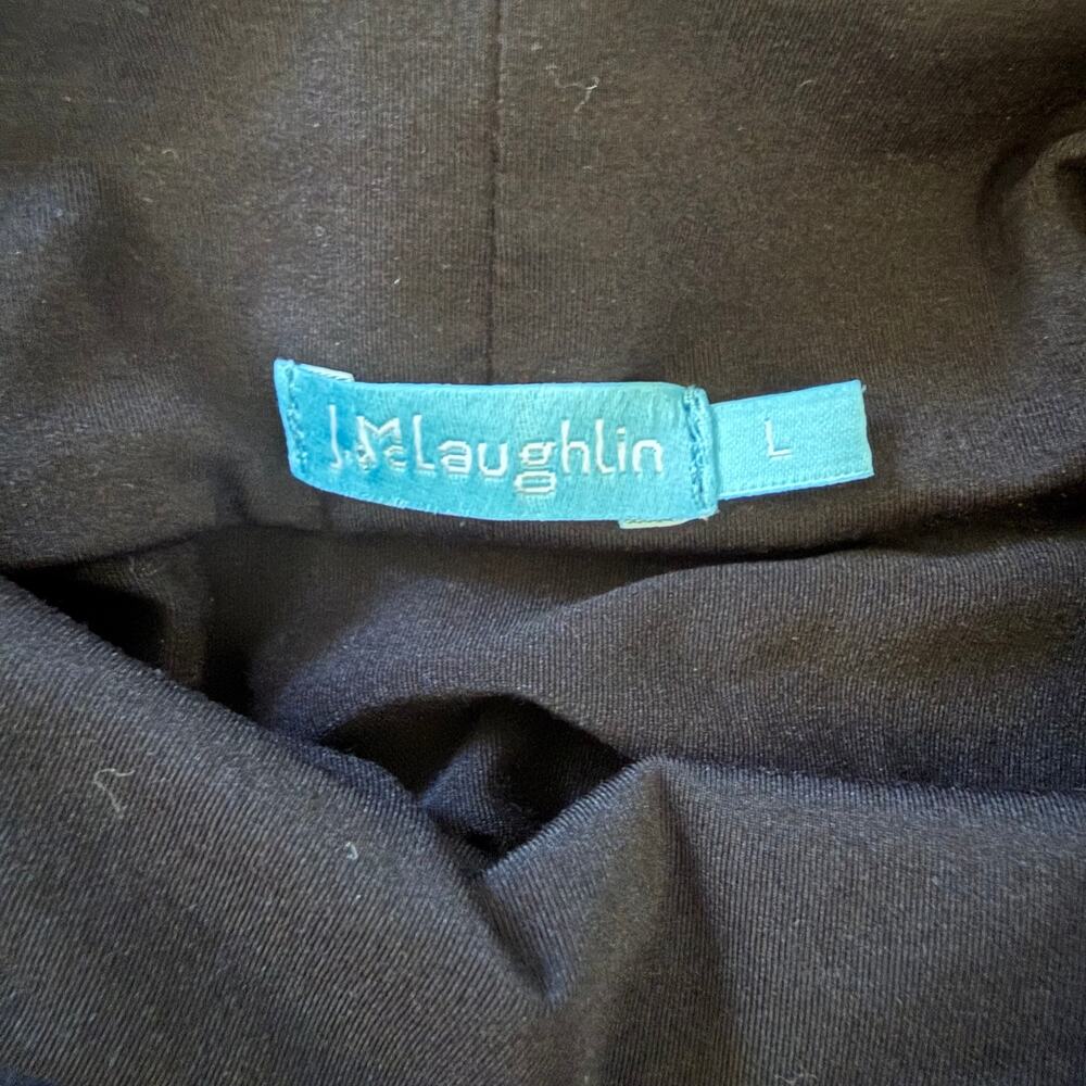 J McLaughlin Long Sleeve Turtle Neck Top Black Sz L Office Career Base Layer - Picture 5 of 7